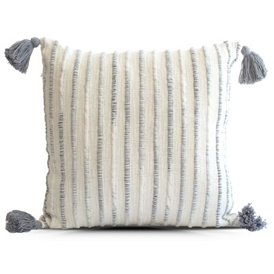 Mini Stripes With Tassels Pillow Cover, Cream 20" x 20" - Image 0