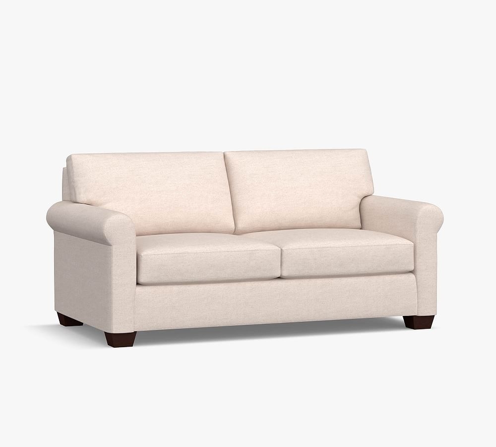 York Roll Arm Upholstered Loveseat, Down Blend Wrapped Cushions, Park Weave Charcoal - Image 0