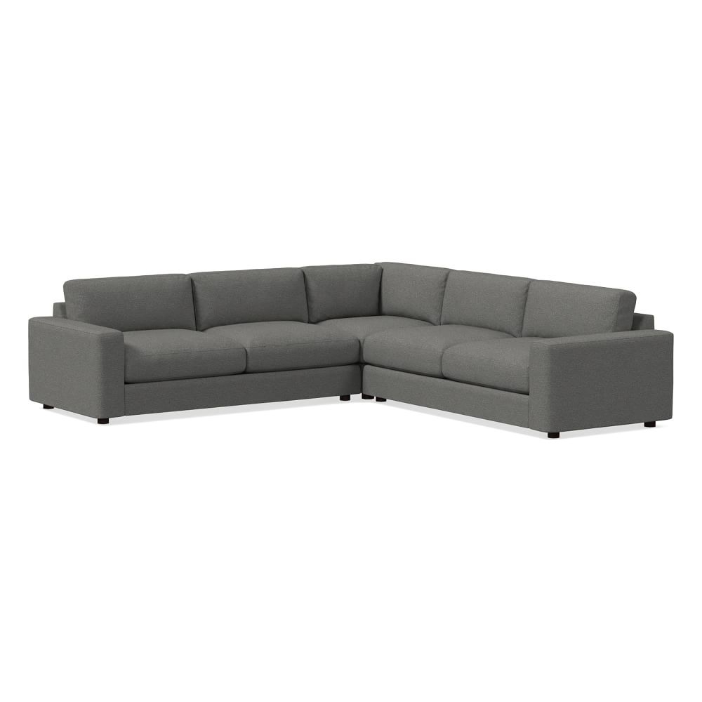Urban 116" 3-Piece L-Shaped Sectional, Chenille Tweed, Pewter, Down Blend Fill - Image 0