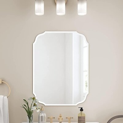 Bathroom Mirror For Wall - Beveled Frameless Wall Mirror Scalloped Design 17.7X23.6 In-1 - Image 0