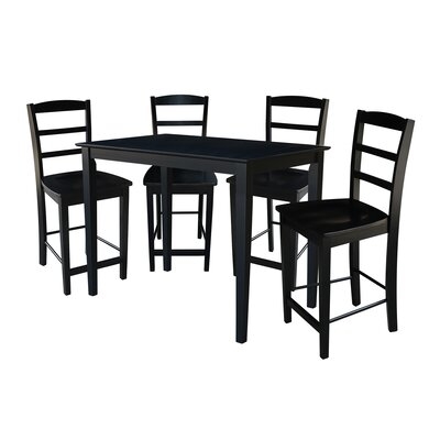 Rachmadewi 5 - Piece Counter Height Rubberwood Solid Wood Dining Set - Image 0