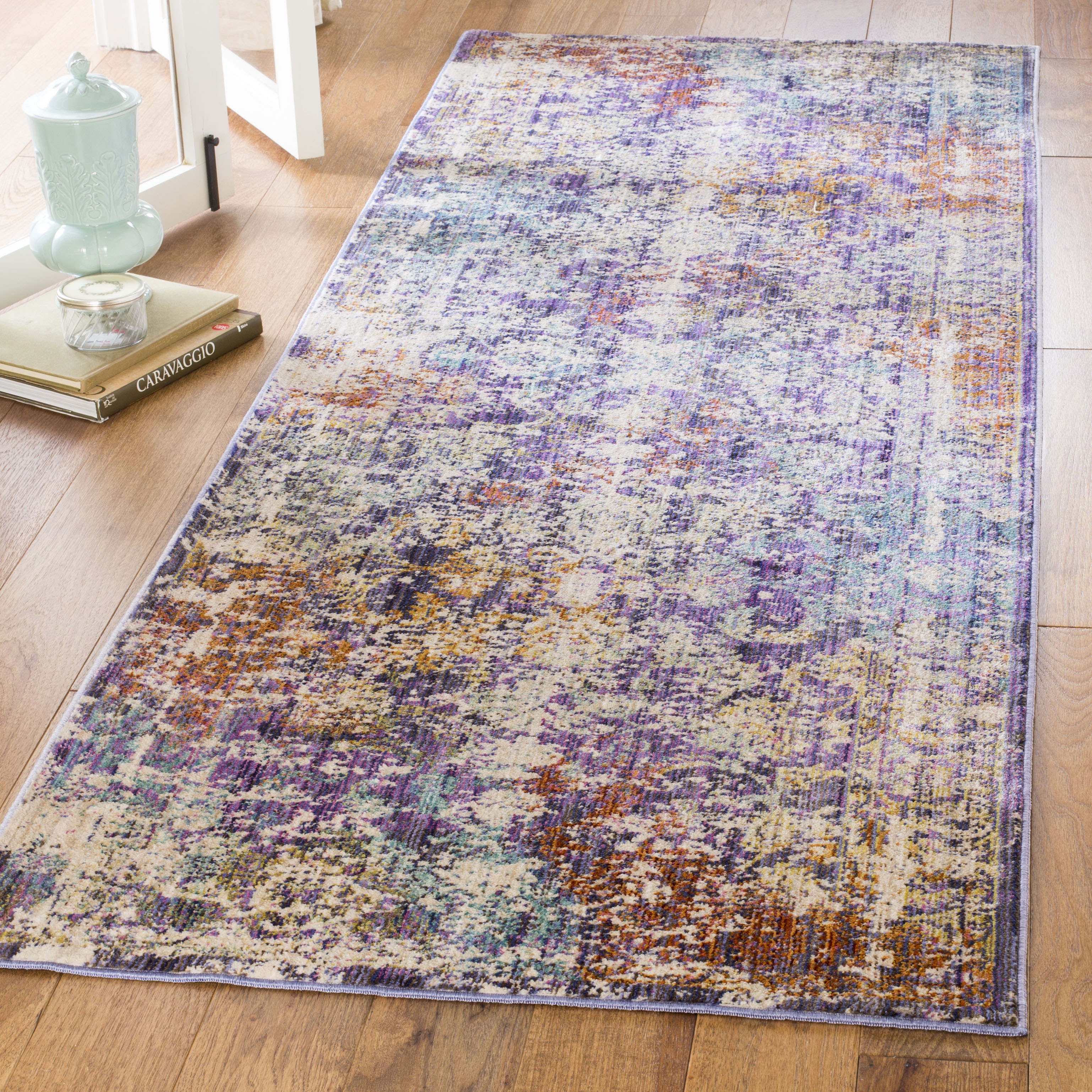 Arlo Home Woven Area Rug, SUT403F, Lavander/Ivory,  3' X 12' - Image 1