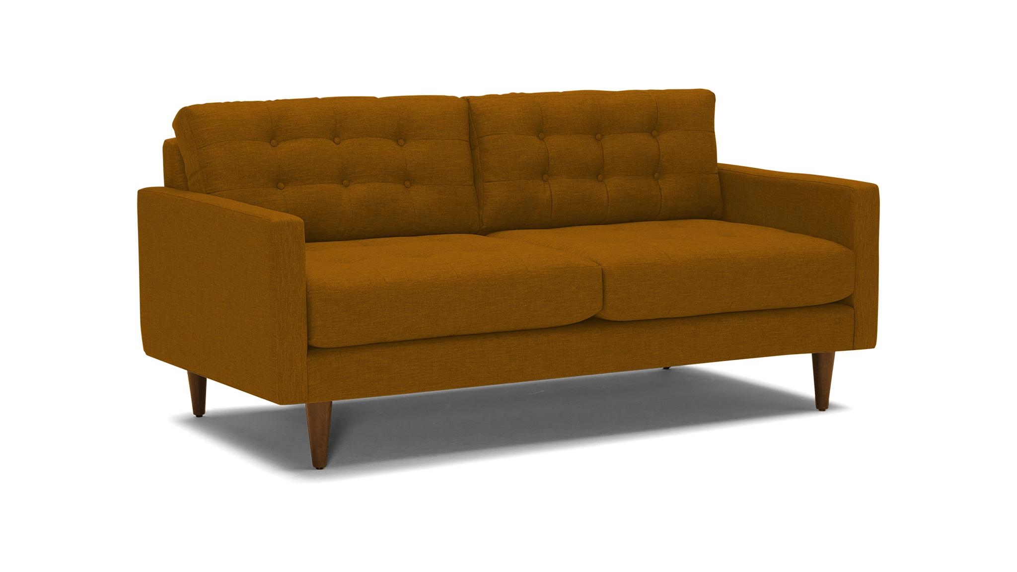 Yellow Eliot Mid Century Modern Loveseat - Sorrento Marigold - Mocha - Image 1