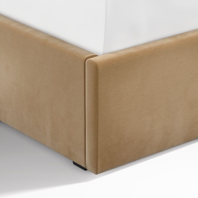 Arden 52" Camel Brown Upholstered Queen Headboard with Storage Bed Base - Image 2