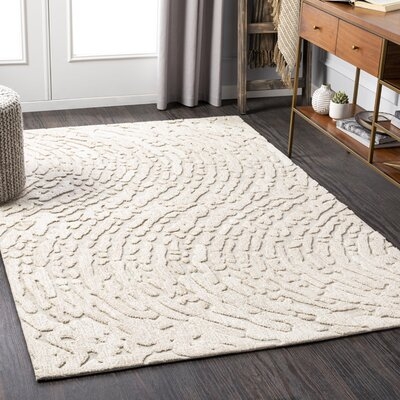 Chigwell Abstract Handmade Tufted Wool Ivory/Light Brown Area Rug - Image 0