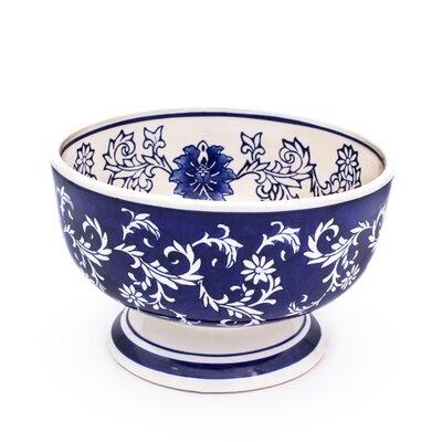 Alcott Ceramic Decorative Bowl in Blue/White - Image 0