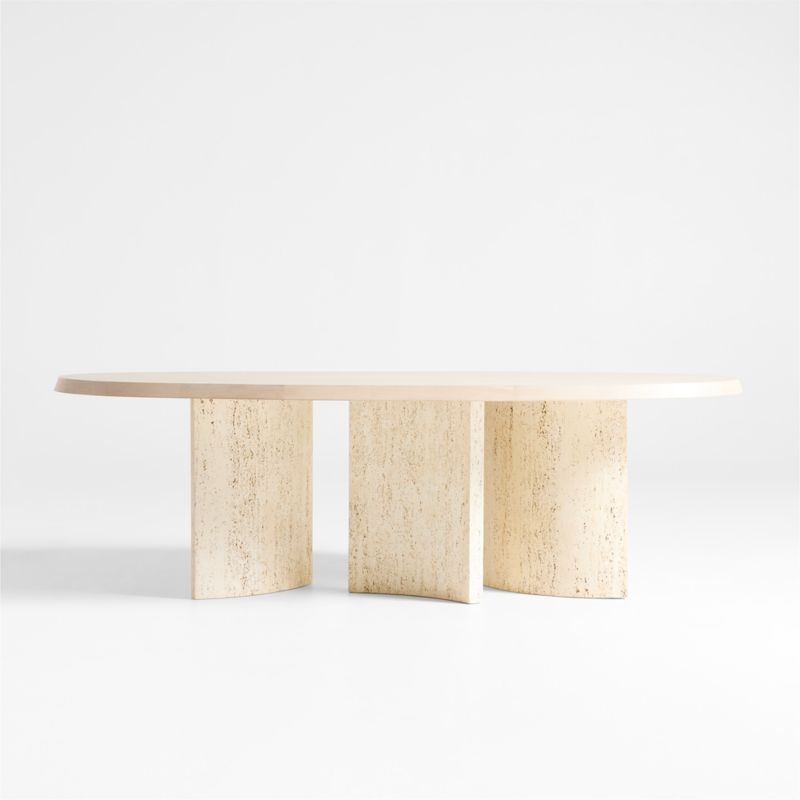 Point Dune 93" Oval Wood and Travertine Dining Table by Brigette Romanek - Image 6