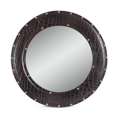 Handcrafted Studded Leather Wall Mirror - Image 0