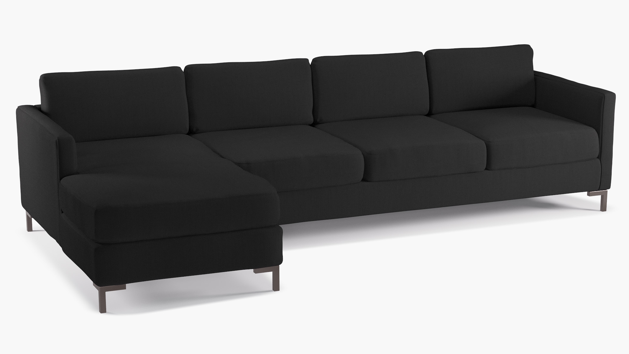 Modern Sectional, Left Facing, Raven Everyday Linen, Bronze L Leg - Image 1