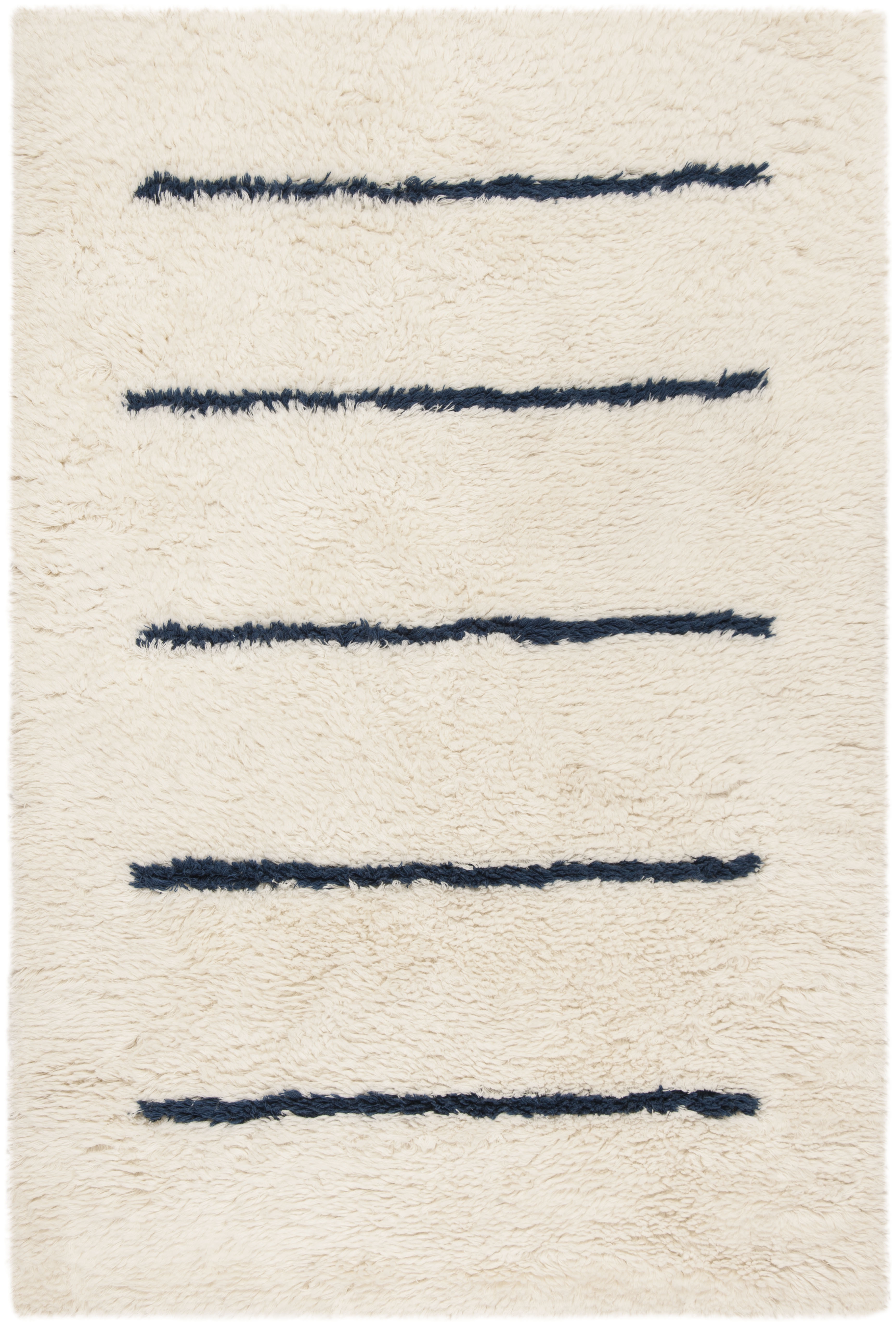 Arlo Home Hand Knotted Area Rug, KNY750N, Ivory/Navy,  6' X 9' - Image 0