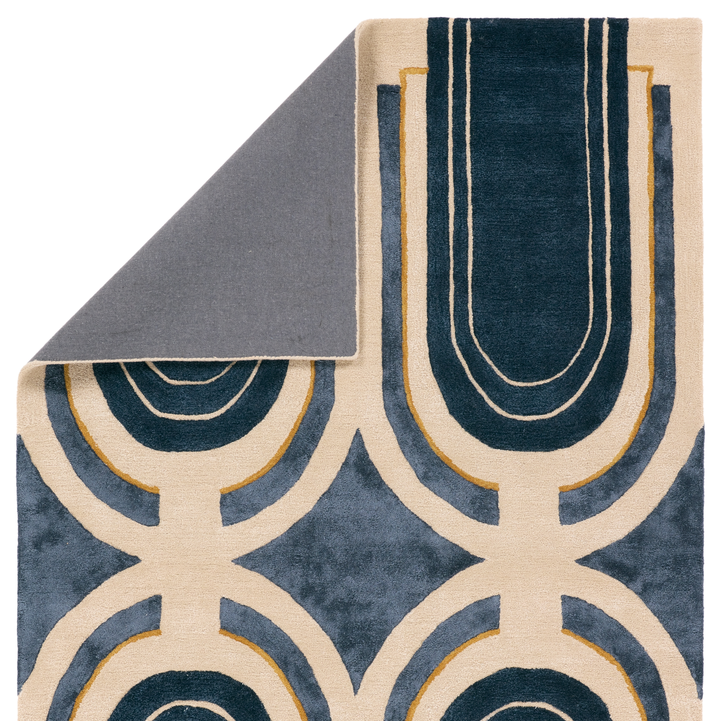 Partition ICO16 Handmade Abstract Blue and Cream Area Rug (10'x14') - Image 2