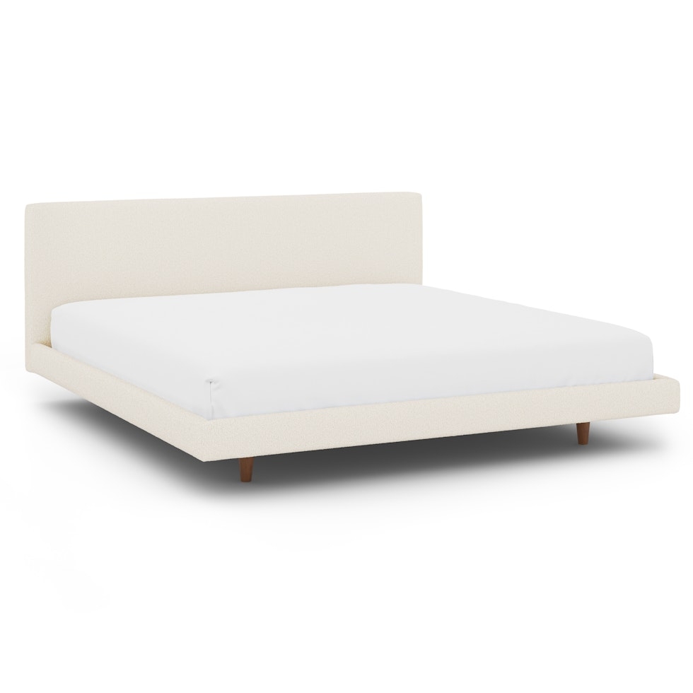 Tessu King Low Profile Upholstered Bed - Ivory Wool Bouclé - Image 0