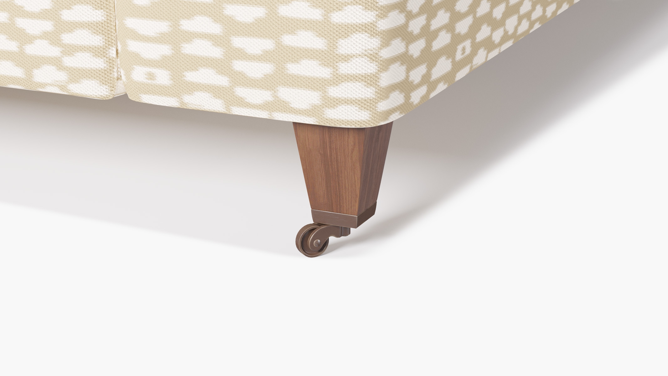 Classic Sofa, Sand Odalisque, Walnut with Antique Brass Caster - Image 1