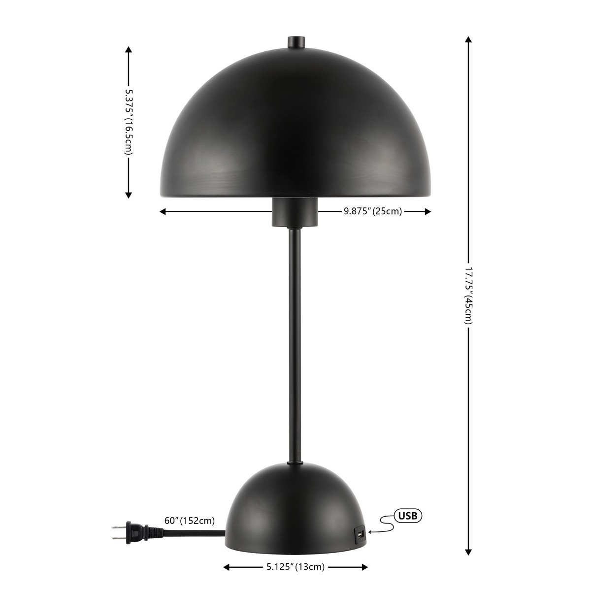 Ixora 17.75" Table Lamp W/Usb - Black - Image 4