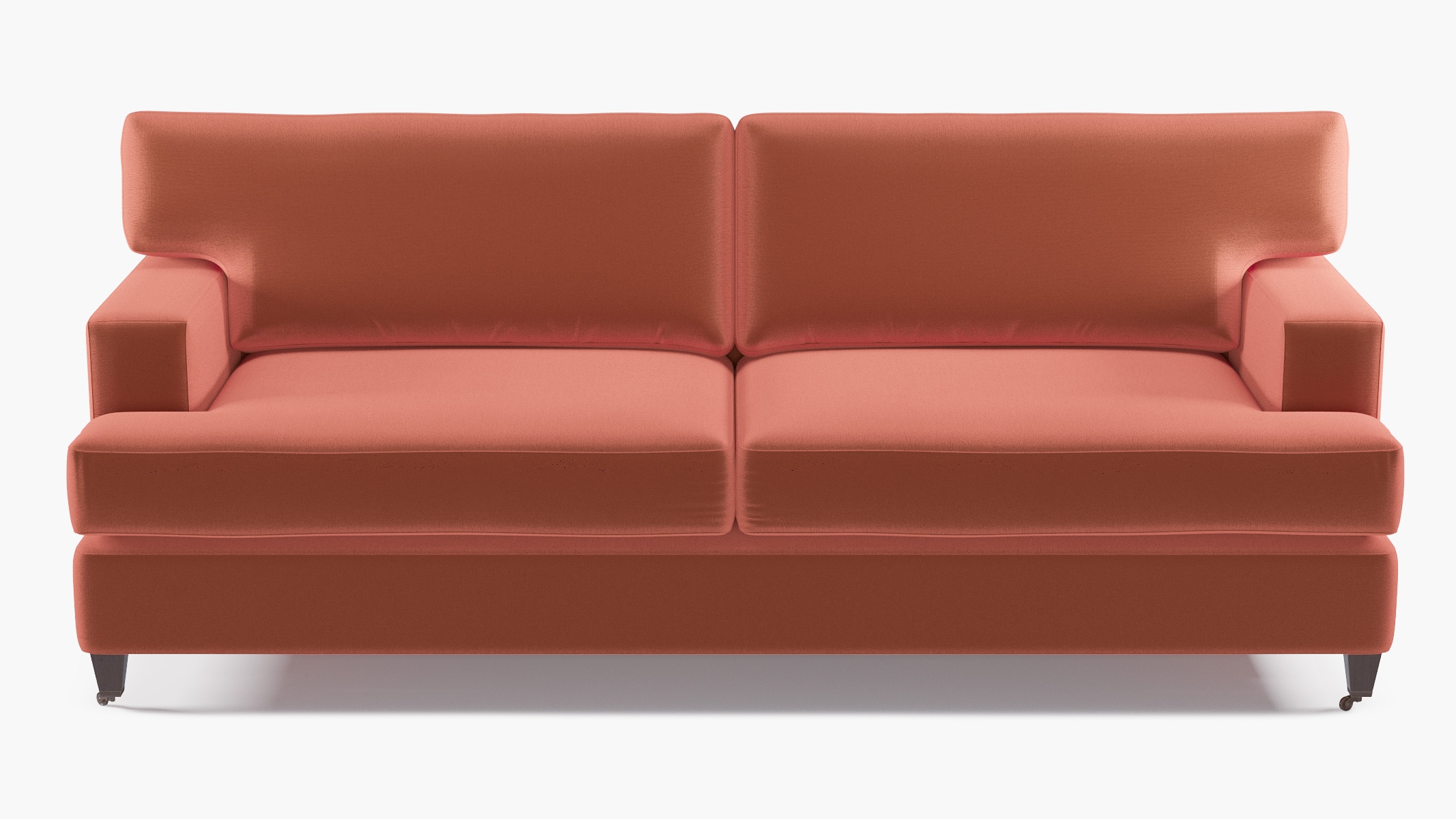 Classic Sofa, Terracotta Performance Velvet, Espresso with Antique Brass Caster - Image 0