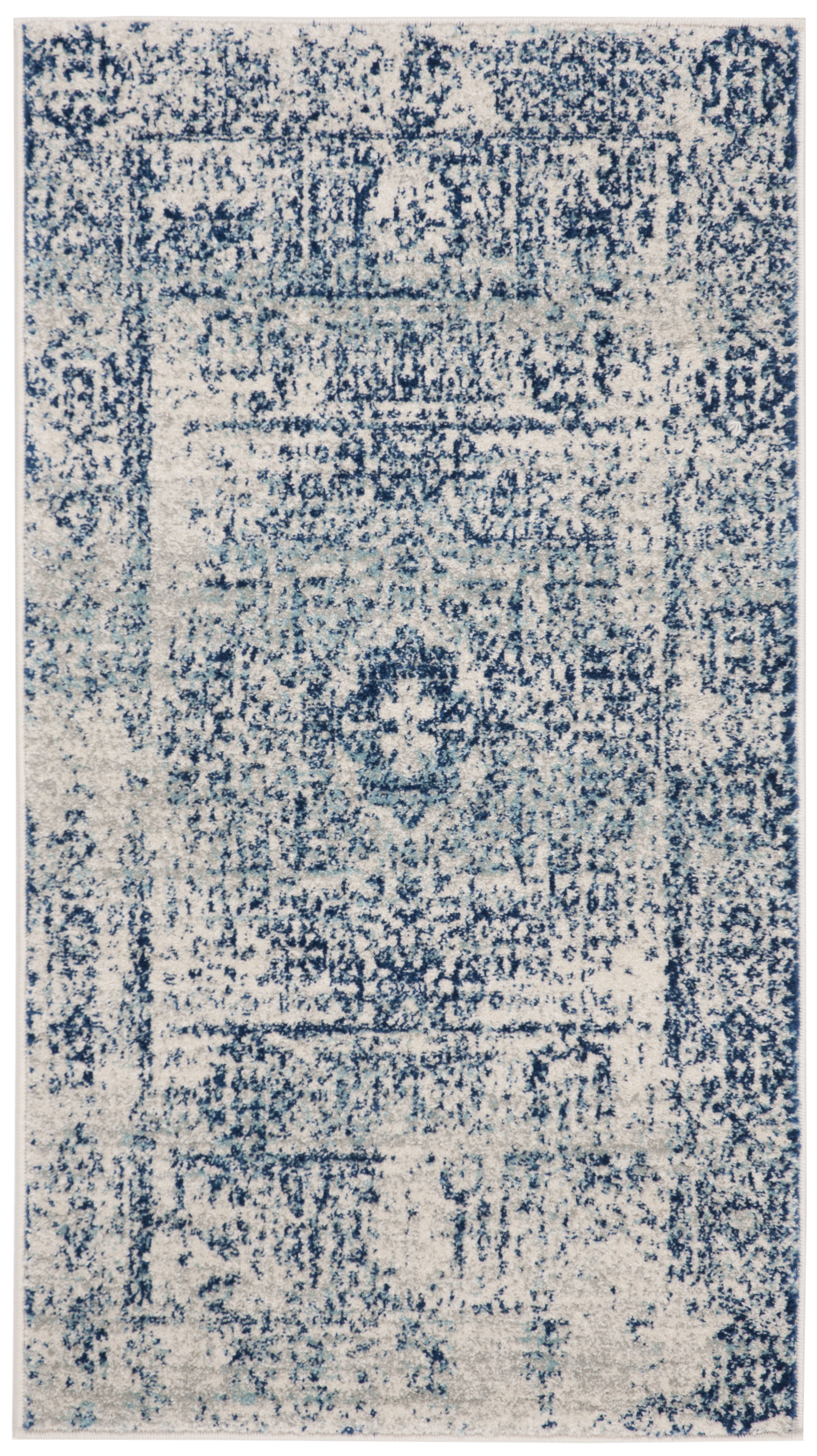 Arlo Home Woven Area Rug, EVK260C, Ivory/Blue,  2' 2" X 17' - Image 0