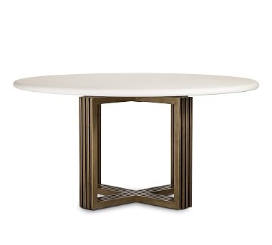 Kilmer Round Dining Table, White/Antique Brass, 60" D - Image 1