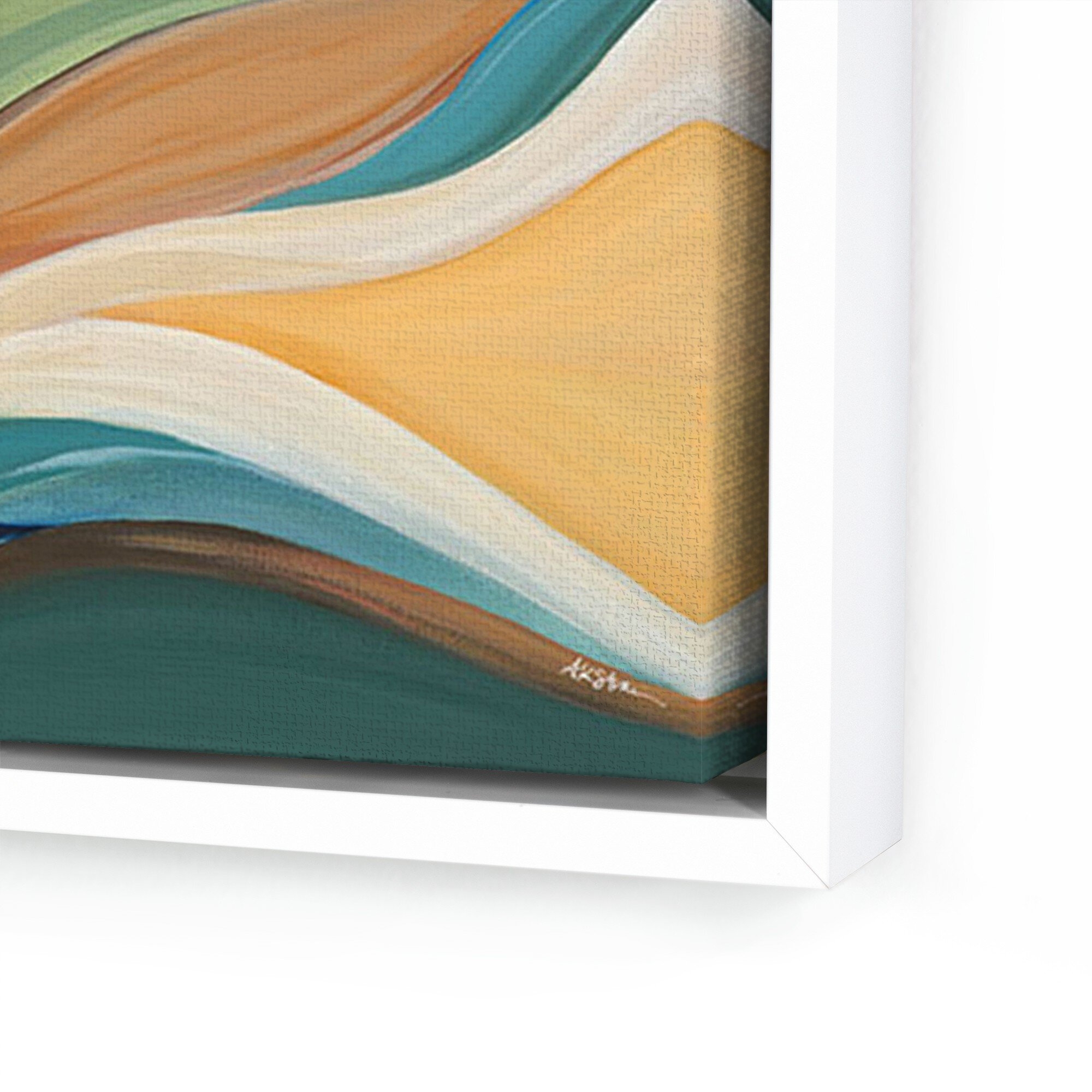 Trail To Teal Lake by Ahn Hee Strain - White Maple Floater - Image 1