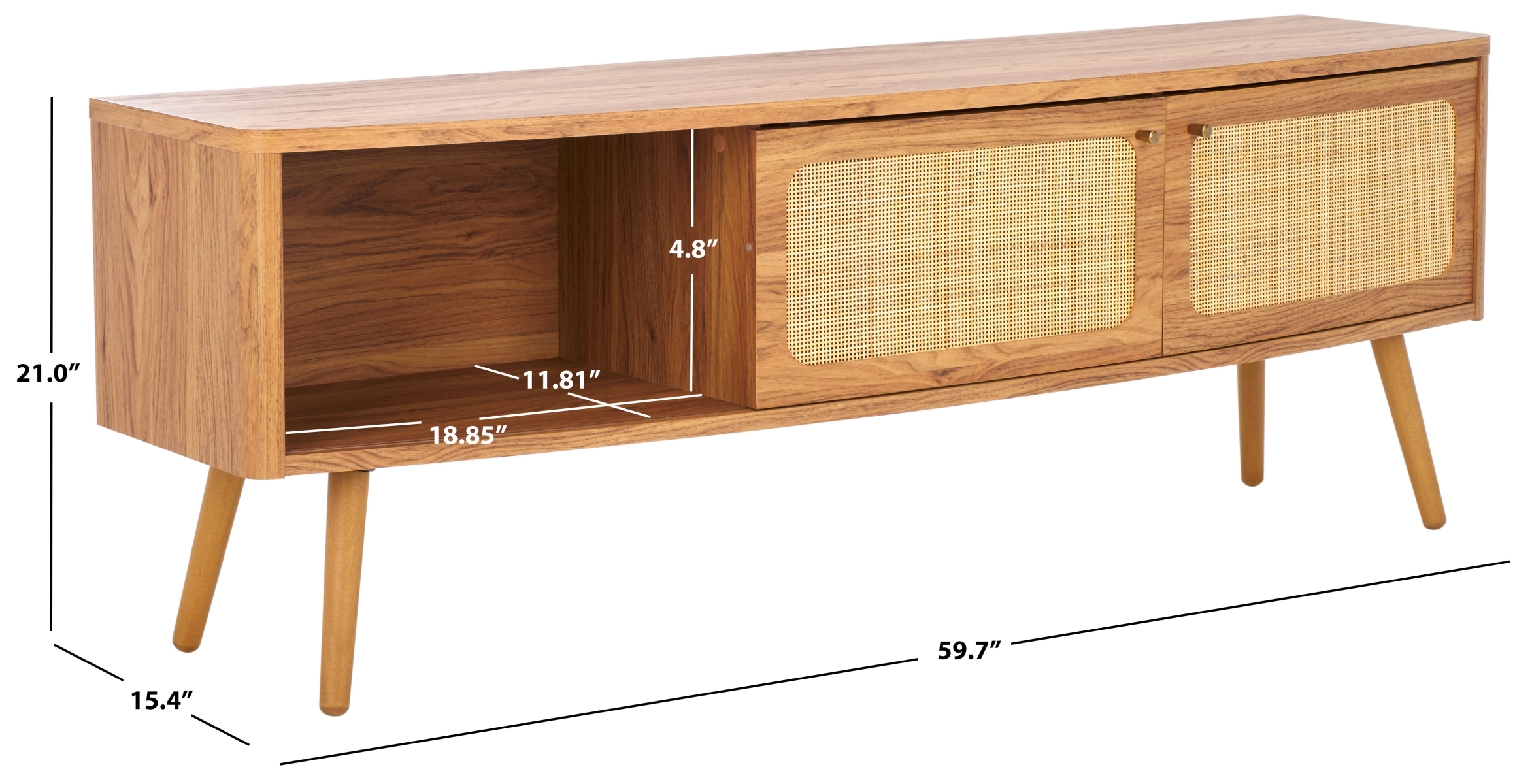 Cielle 2 Door Media Stand - Oak / Natural - Safavieh - Image 9