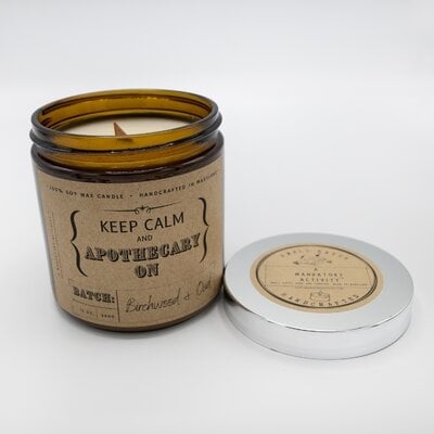 Keep Calm & Apothecary On Birchwood & Oud Soy Candle - Image 0