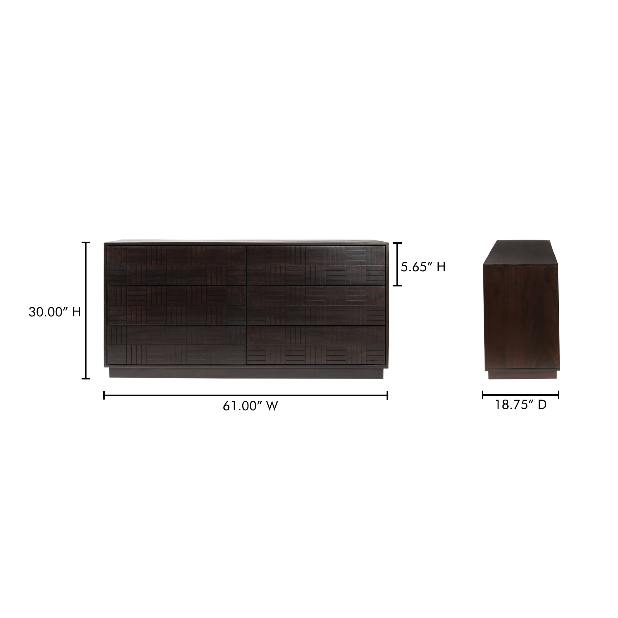 Denman 6 Drawer Dresser Dark Brown - Image 10