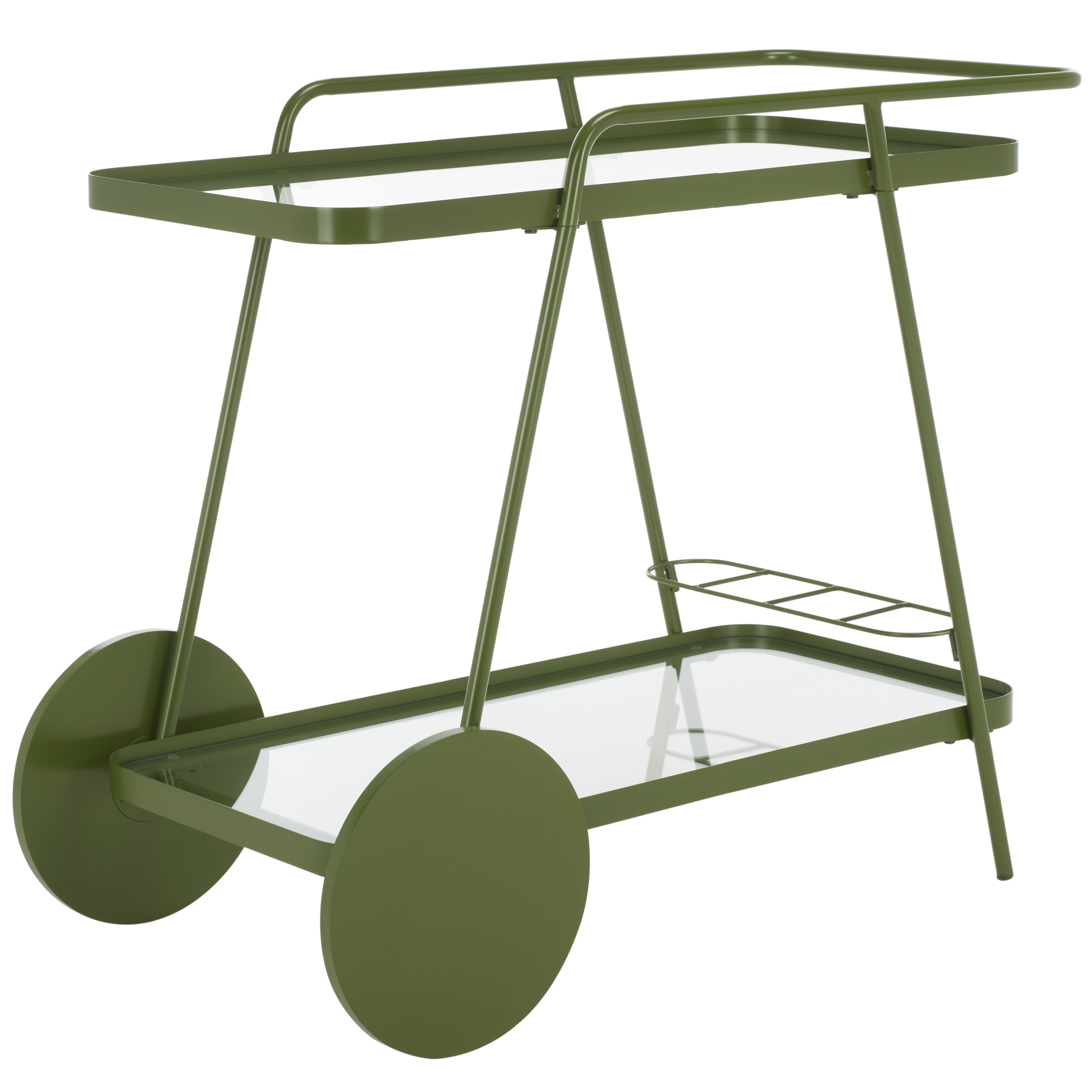 Zunia 2 Tier Bar Cart - Green / Glass - Image 6