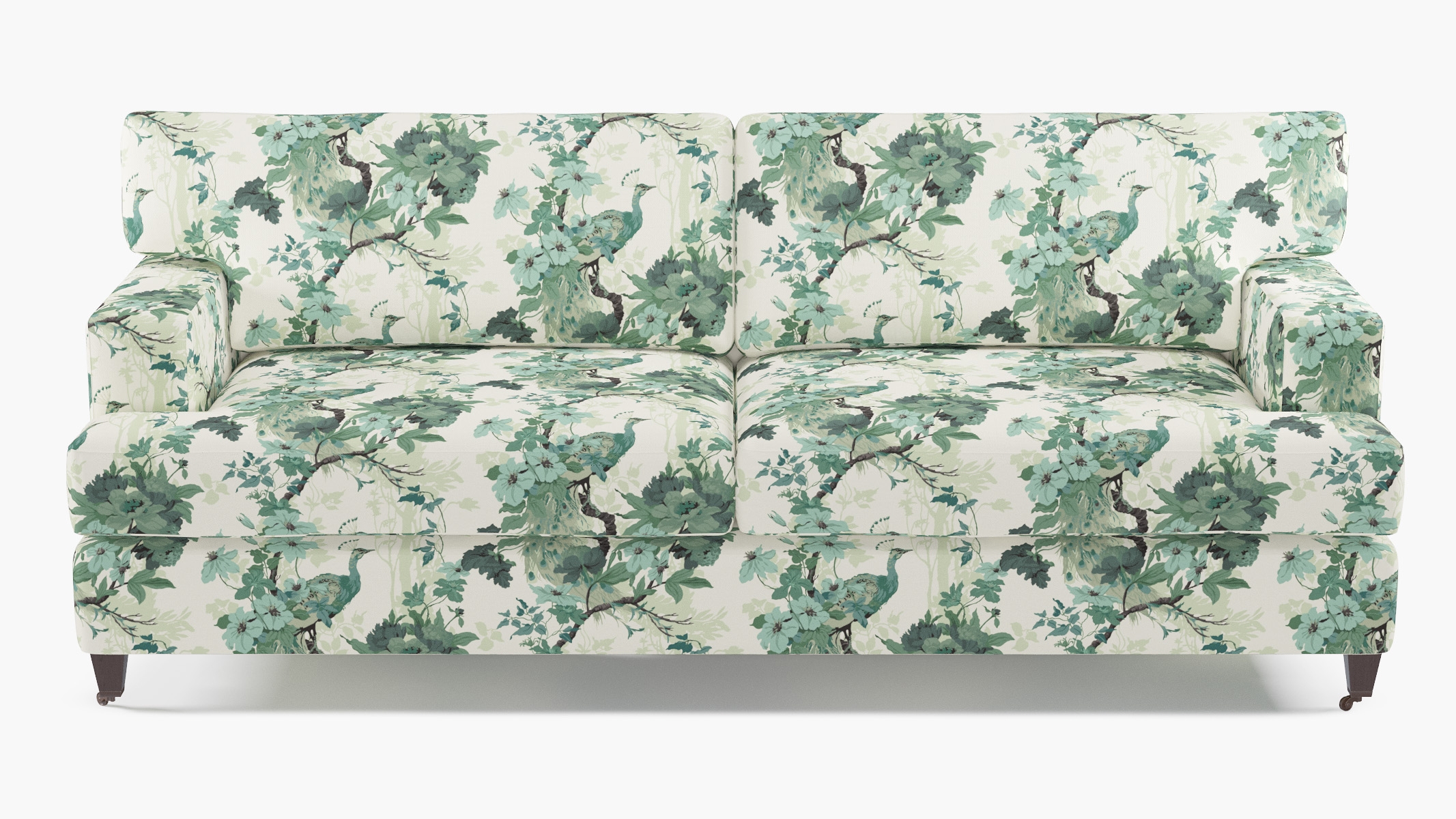 Classic Sofa, Jade Peacock Park, Espresso with Antique Brass Caster - Image 0