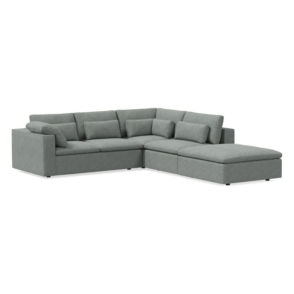 Harmony Modular 121" Right Multi Seat 4-Piece Sectional, Standard Depth, Distressed Velvet, Mineral Gray - Image 0