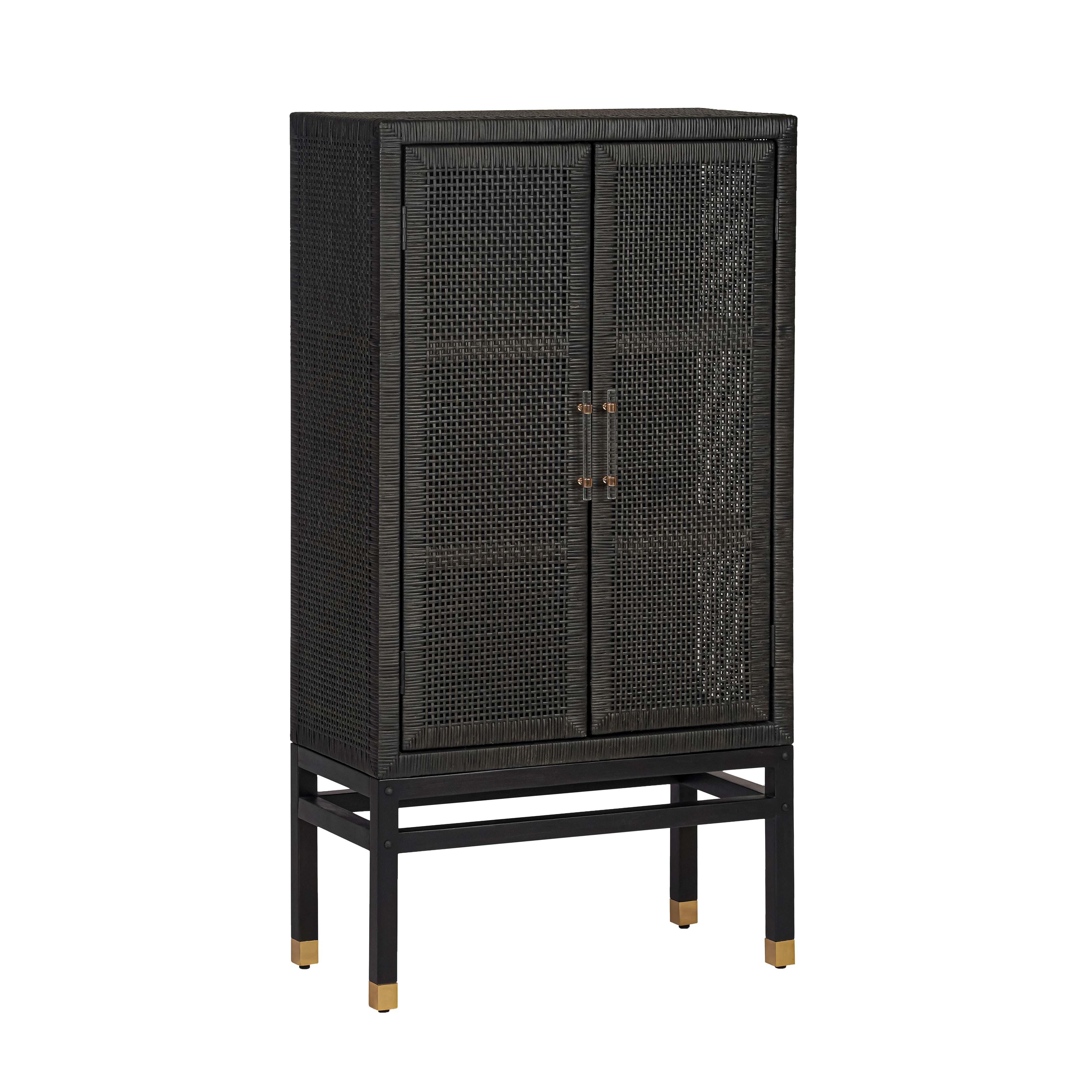 Amara Charcoal Woven Rattan Cabinet - Image 0