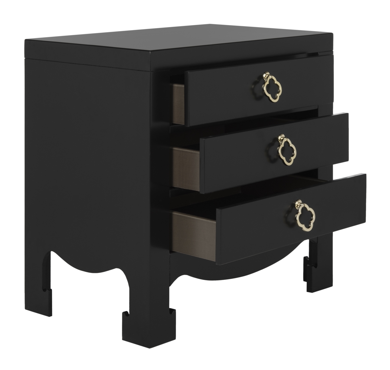 Nero 3 Drawer Nightstand - Black - Safavieh - Image 5