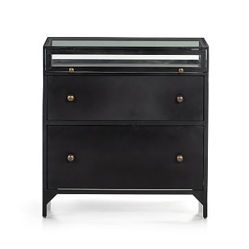 Shadow Box Modular Filing Cabinet, Tempered Glass, Iron, Gunmetal - Image 2