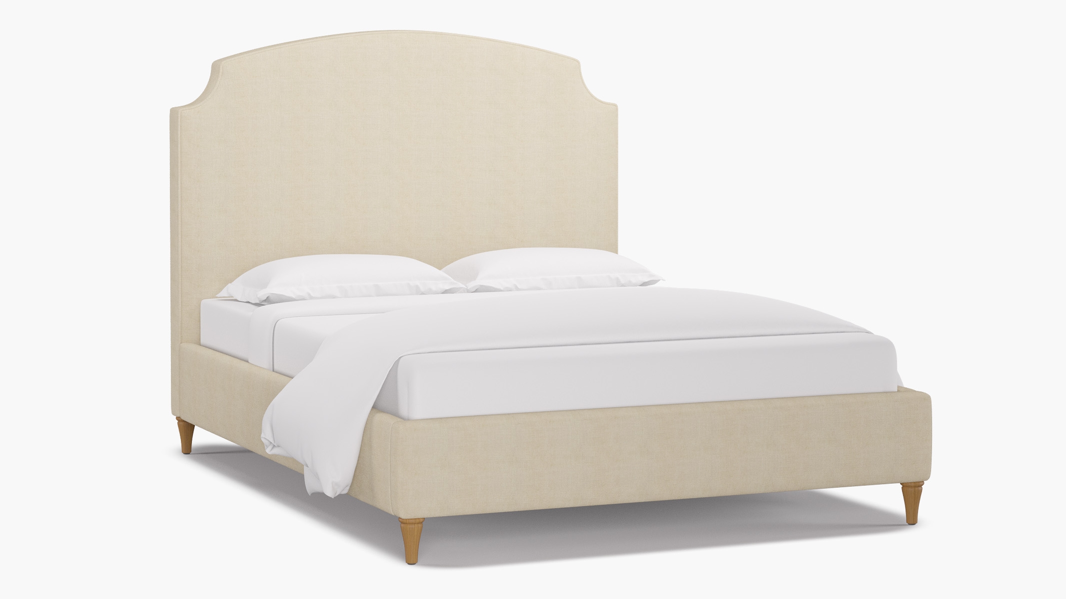 Cove Bed, Talc Everyday Linen, Natural Traditional Turned Leg, Queen - Image 1