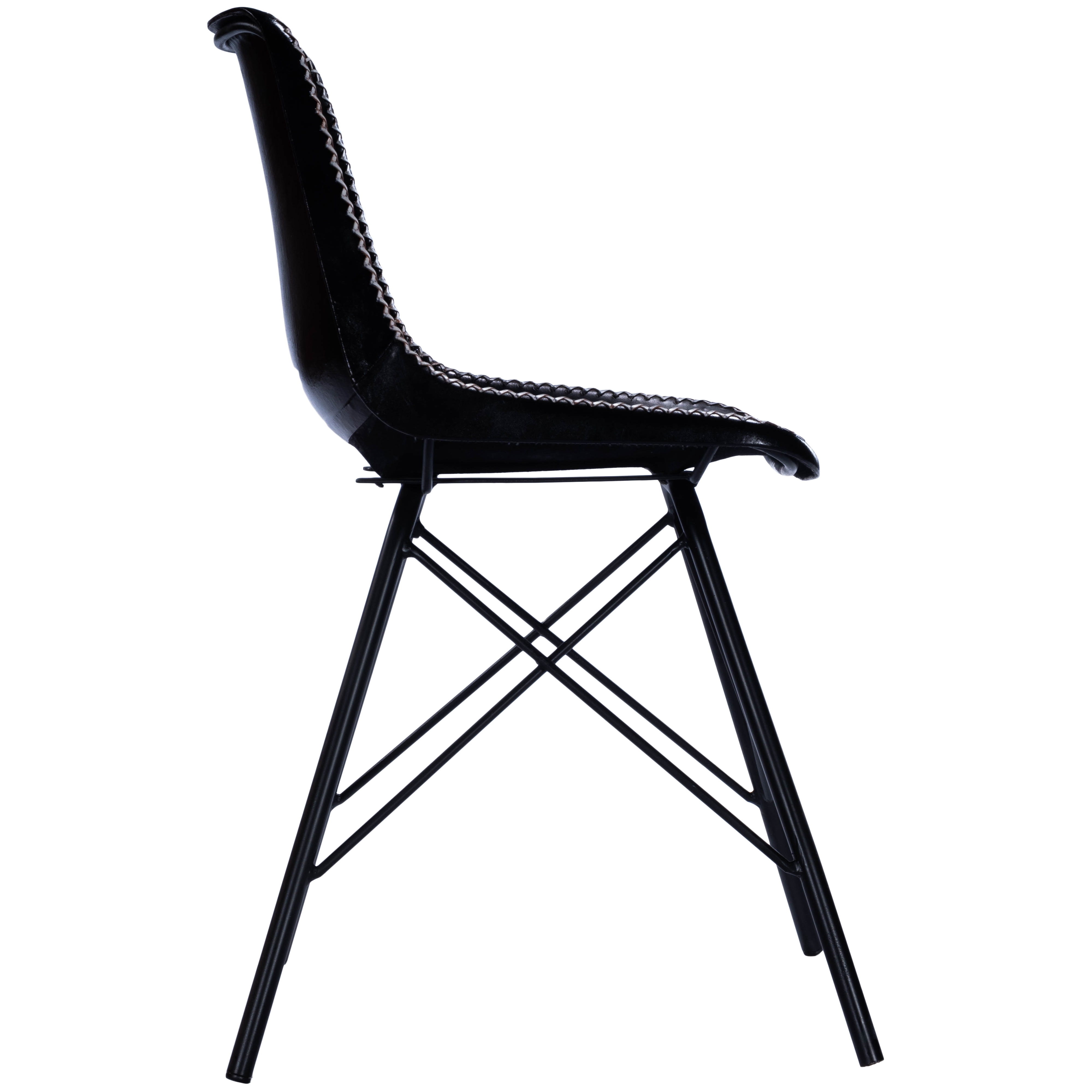 Inland Black Leather Side Chair - Image 1