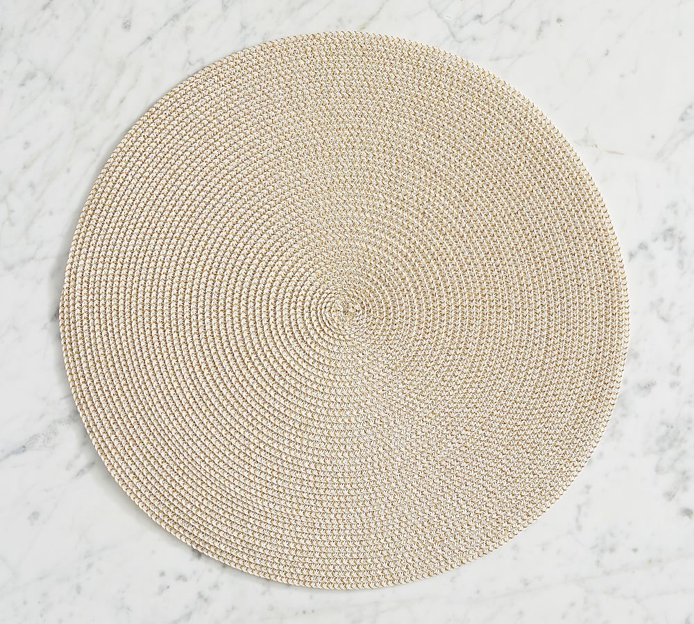 Woven Round Placemats, Set of 4 - Metallic Champagne - Image 0