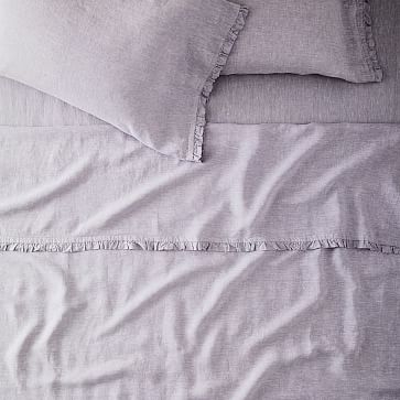 European Flax Linen Ruffle Sheet Set, King Pillowcase Set, Terracotta Melange - Image 2