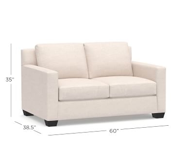 York Square Arm Upholstered Sofa 80.5" with Bench Cushion, Down Blend Wrapped Cushions, Performance Chateau Basketweave Ivory - Image 1