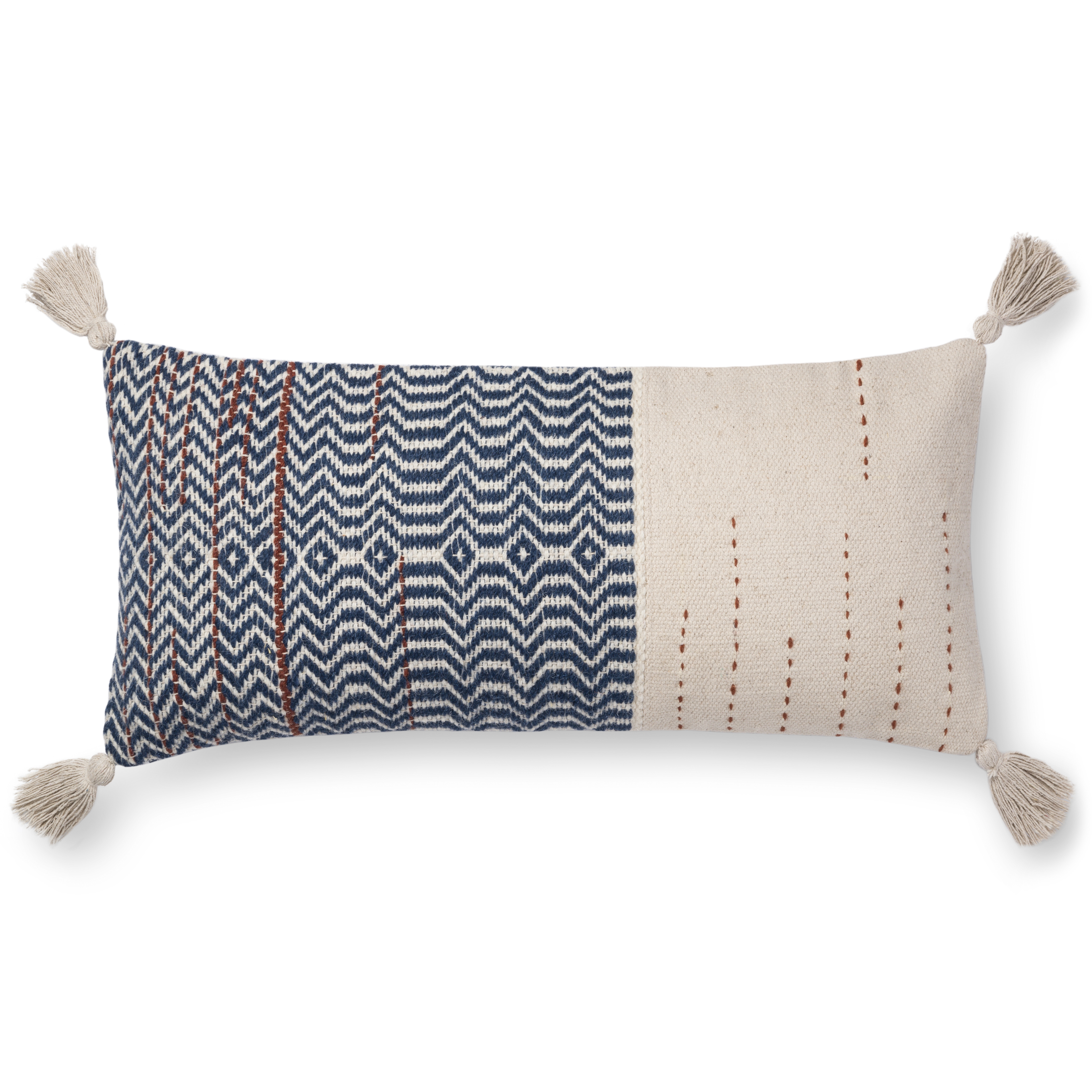Magnolia Home by Joanna Gaines PILLOWS P1086 IVORY / INDIGO 16" x 26" Cover Only - Image 0