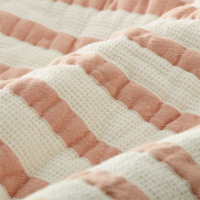Pink Striped Waffle Weave Organic Cotton Kids Twin Quilt - Image 6