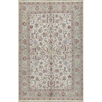 Indo Oriental Hand-Knotted Wool Ivory/Light Green Area Rug - Image 0