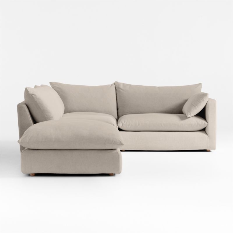 Unwind Modular 4-Piece L-Shaped Slipcovered Sectional Sofa with Ottoman - Image 4