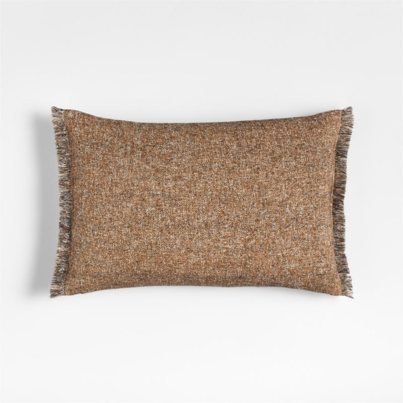 Agnes Woven Wool Blend Fringe Stripe 24"x16" Moroccan Ocher Throw Pillow with Feather Insert - Image 2