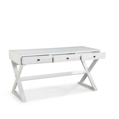 Chaunce White Wood Desk With 3 Drawers - Image 0