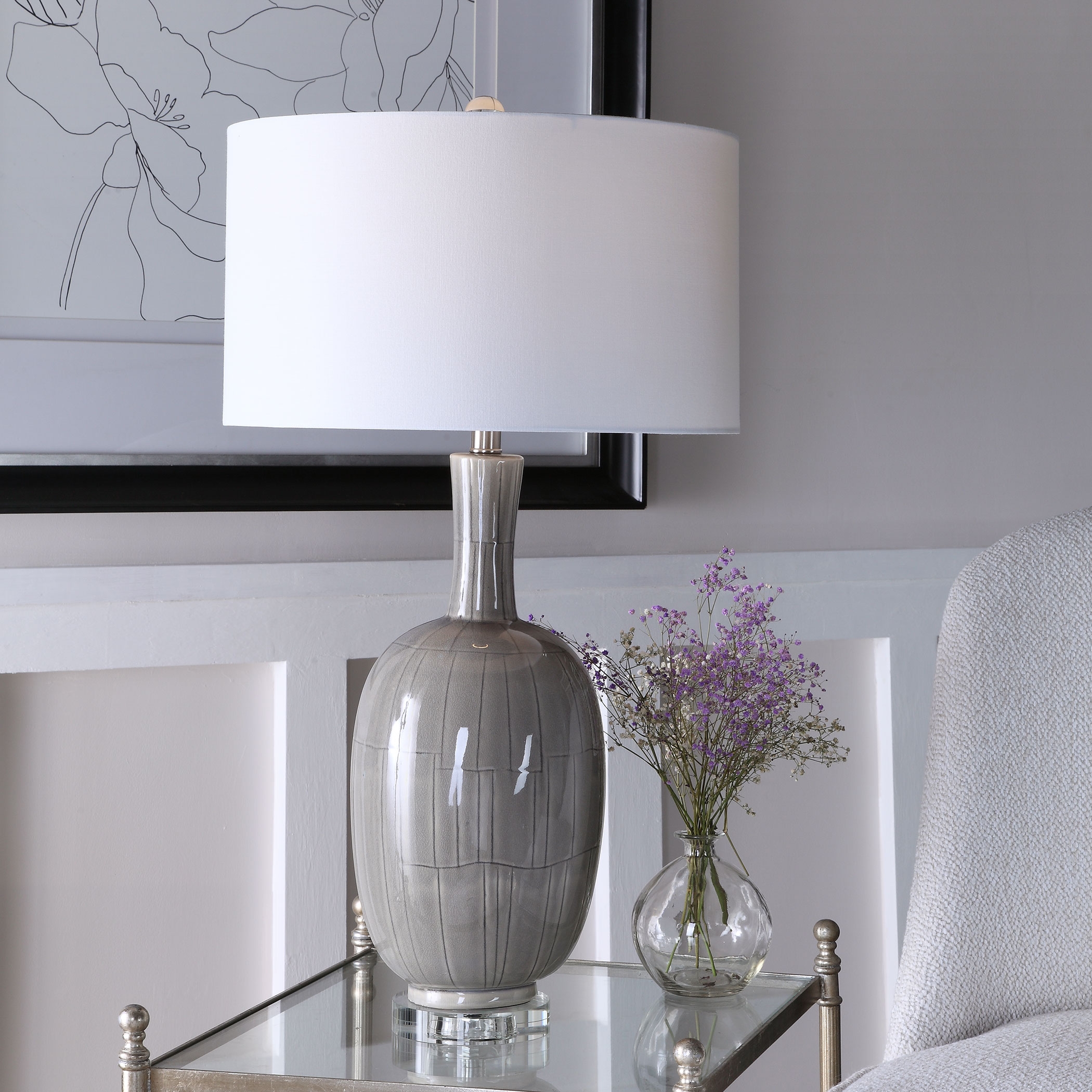 LeAnna Gray Crackle Table Lamp - Image 0
