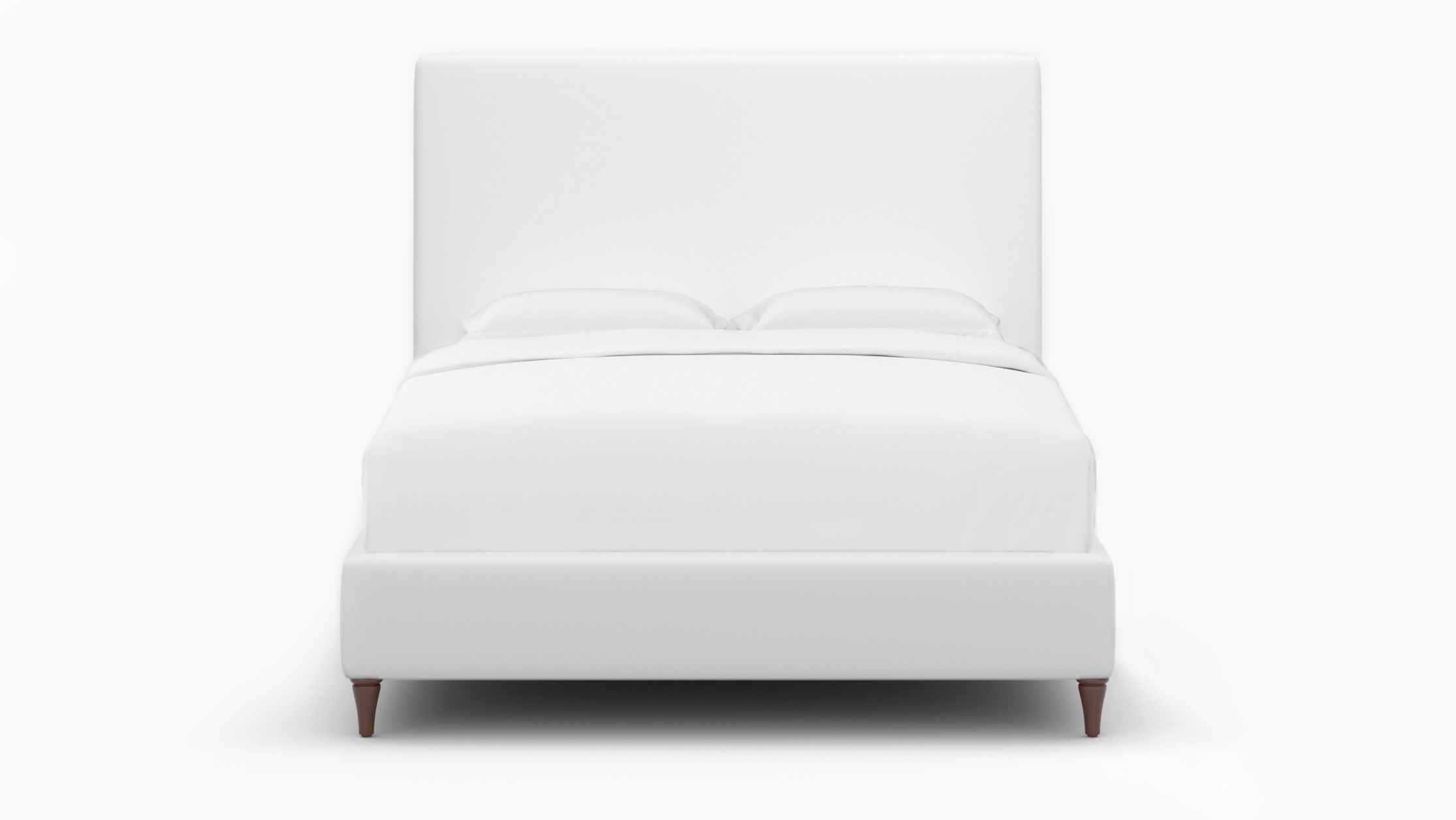 Classic Bed, White Twill, Walnut Decorative Tapered Leg, Twin - Image 0
