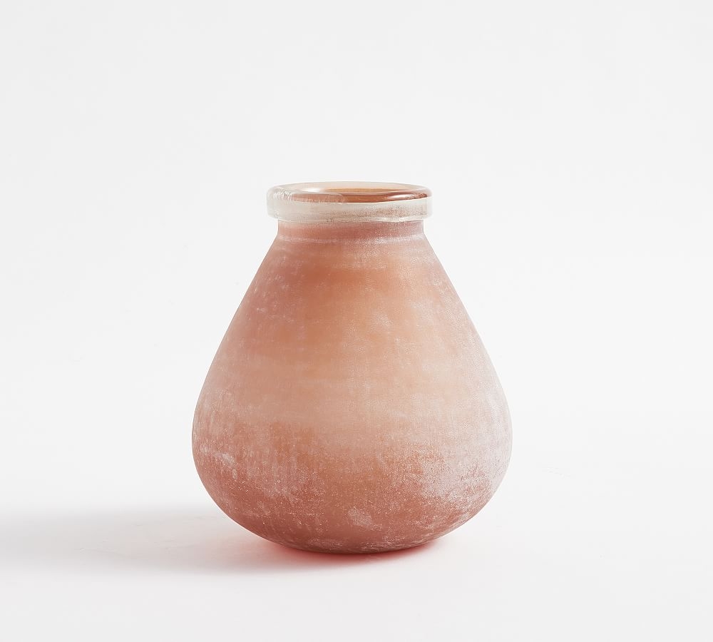 Frosted Glass Vases, Large Jug, Dusty Pink - Image 0