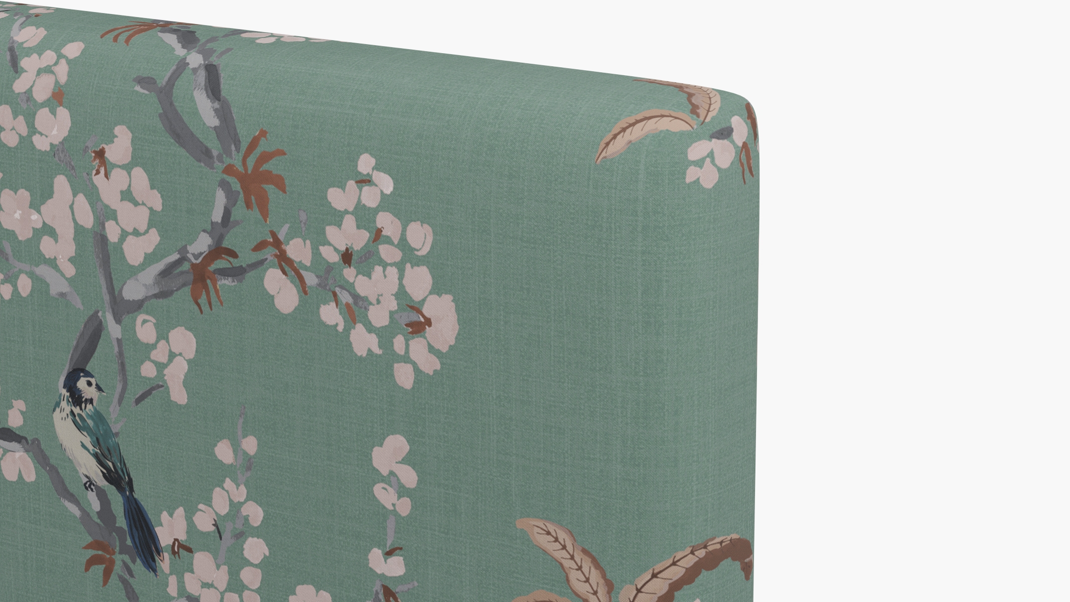 Square Back Headboard, Mint Cherry Blossom, Full - Image 2