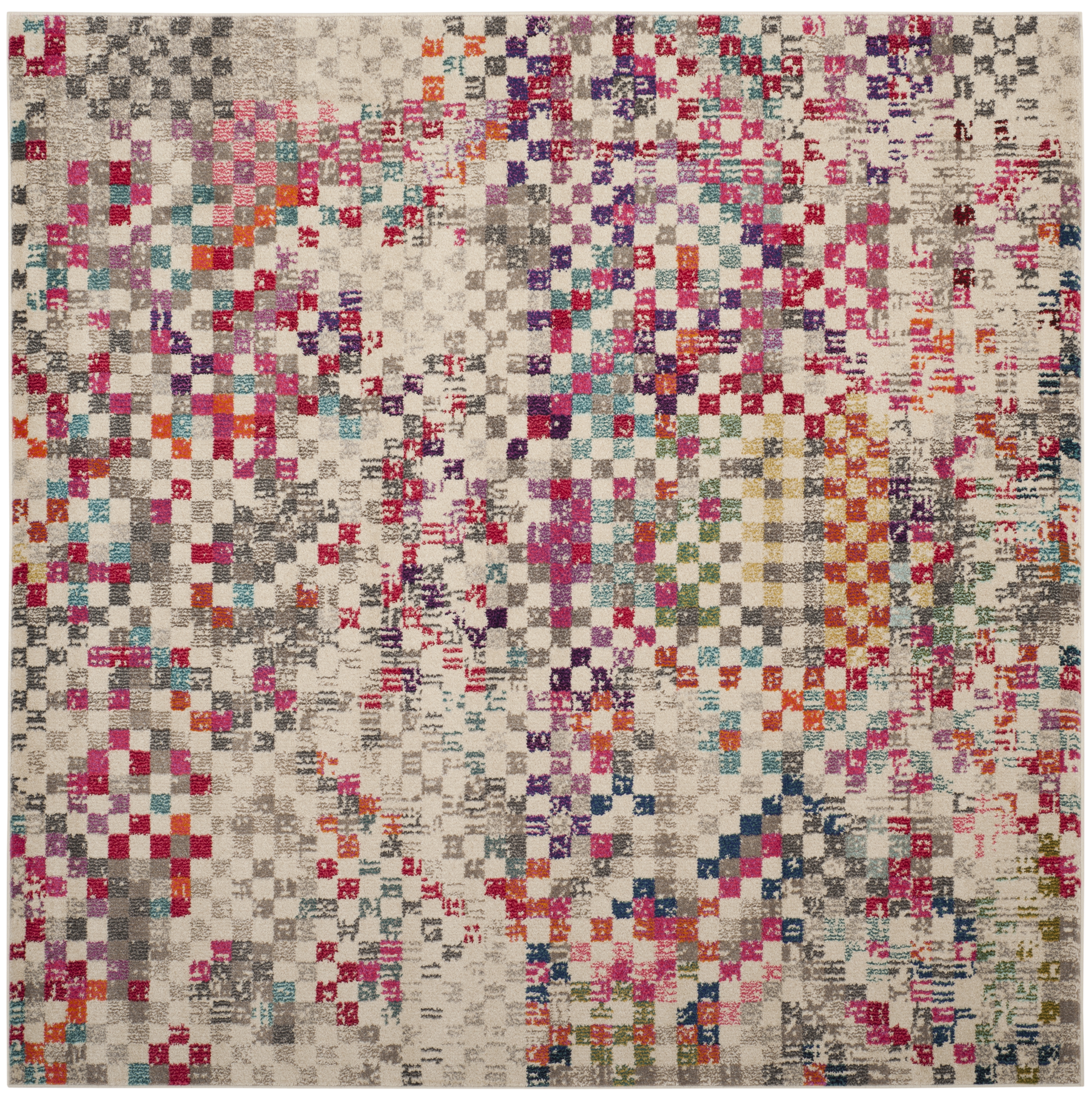 Arlo Home Woven Area Rug, MNC241G, Grey/Multi,  6' 7" X 6' 7" Square - Image 0