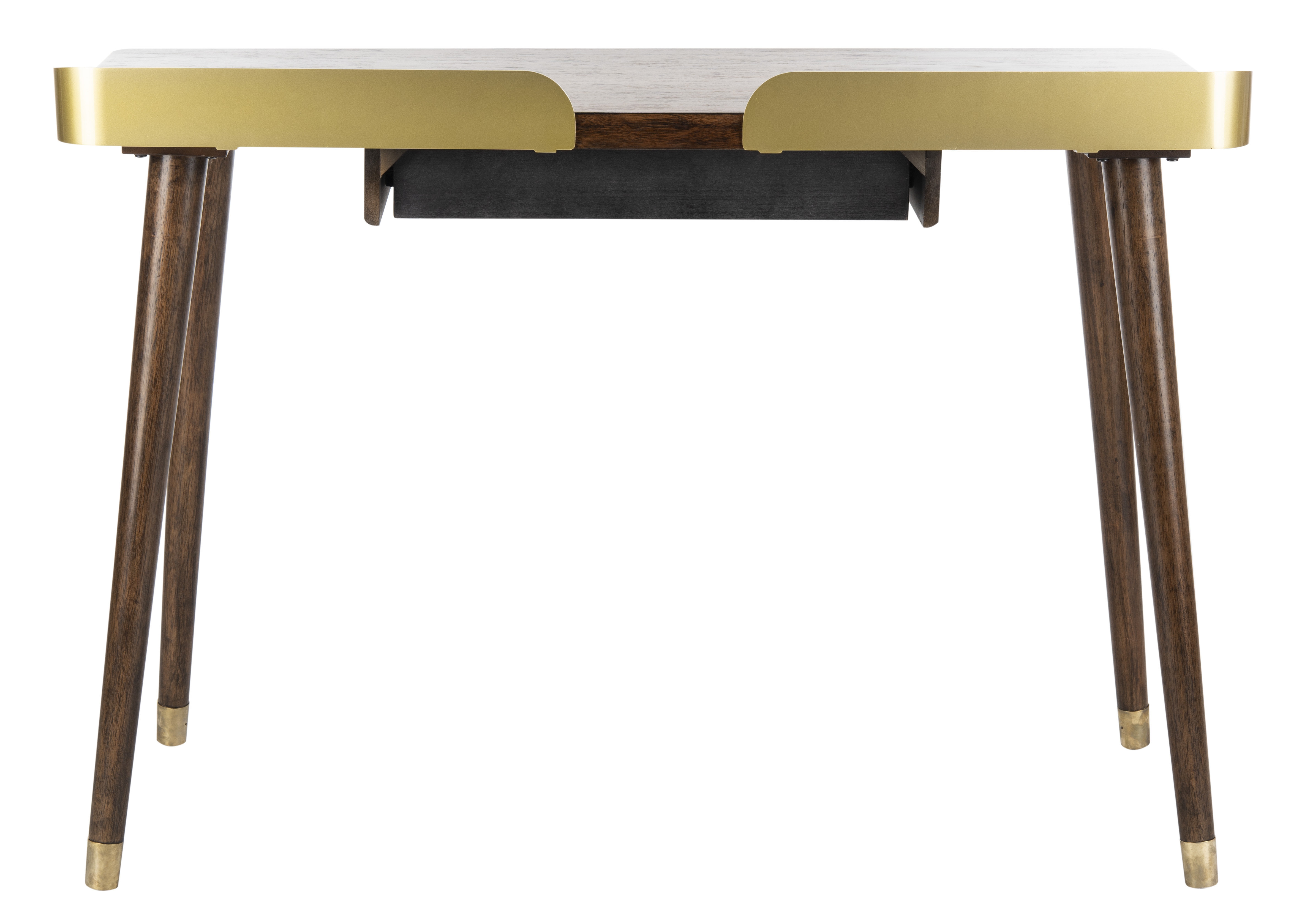 Parker 1 Drawer Desk - Walnut/Gold - Arlo Home - Image 2