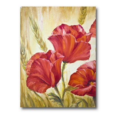 Blossoming Poppies In Wheat Fields II - Traditional Canvas Wall Art Print - Image 0