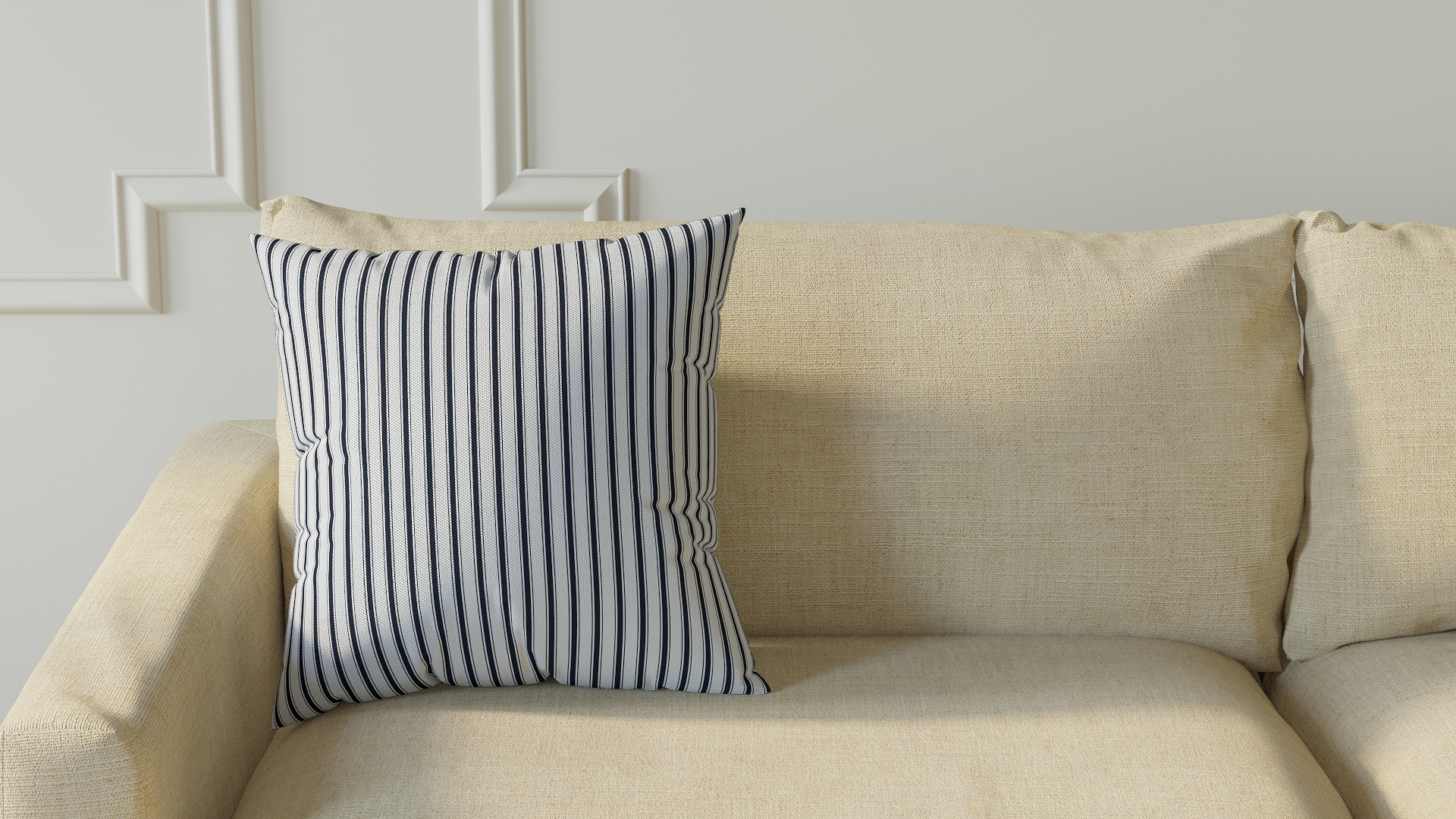 Throw Pillow 18", Navy Classic Ticking Stripe, 18" x 18" - Image 2